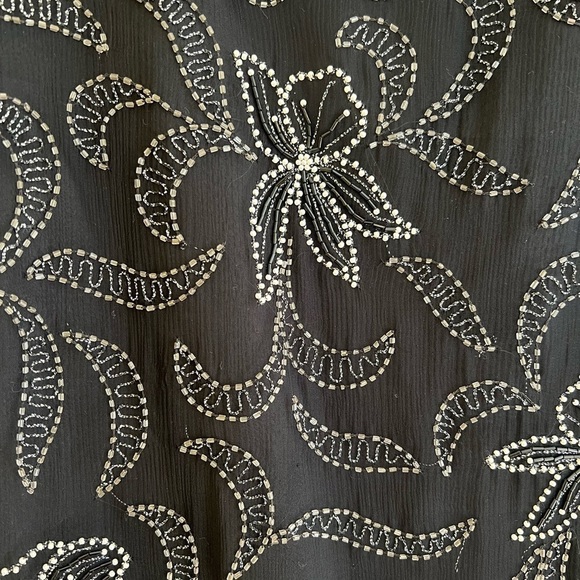 Laurence Kazar Vintage Silk Asymmetrical Beaded Black White Women’s S P Top - Picture 7 of 15